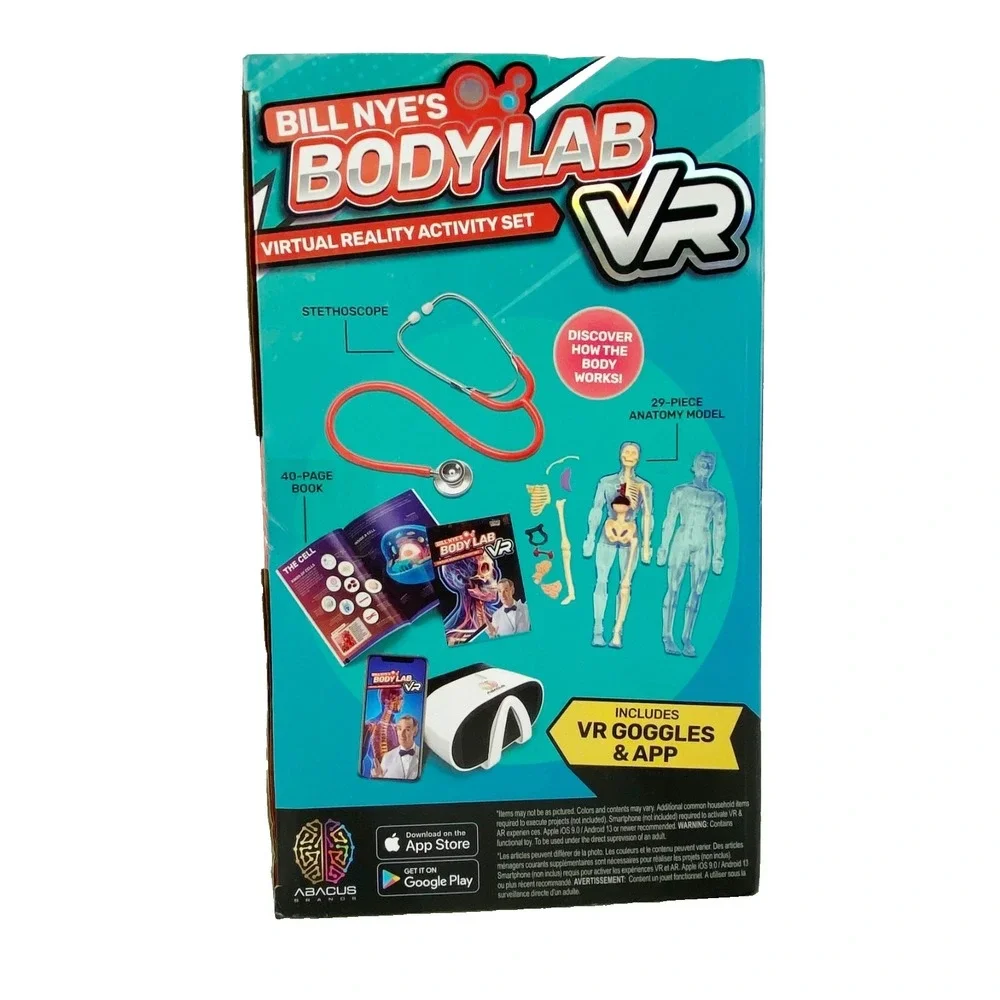 NEW Bill Nye's Body Lab Virtual Reality Activity Set w VR Goggles & Stethoscope